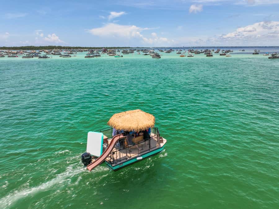 Destin: Tiki Pub Crab Island Sandbar Cruise with Waterslide - Waterslide and Swim Ladder: The “Yes, I’m Doing It” Moment
