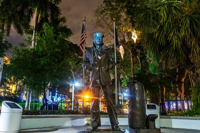 Ft Lauderdale Ghosts Boos and Booze Haunted Pub Crawl - Stop 5 at 400 SW 2nd St: Esplanade Park and flowers for the lost