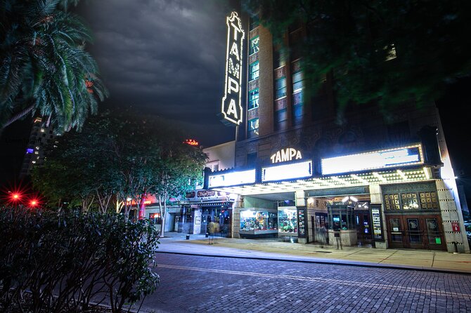 Tampa Terrors Spirits & Spirits Haunted Pub Crawl - Stop 4: Curtis Hixon Waterfront Park after dark