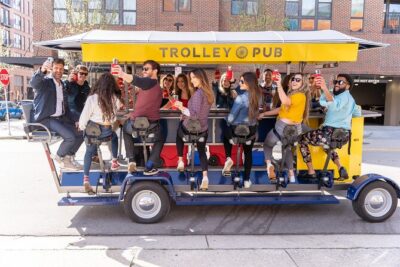 Trolley Pub Tour of Charlotte - Sycamore Brewing stop: beer garden hangs and food that keeps you satisfied